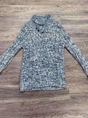 Vintage Y2K Parish Nation 56 Shawl Collar Marled Knit Sweater Elbow Patches L